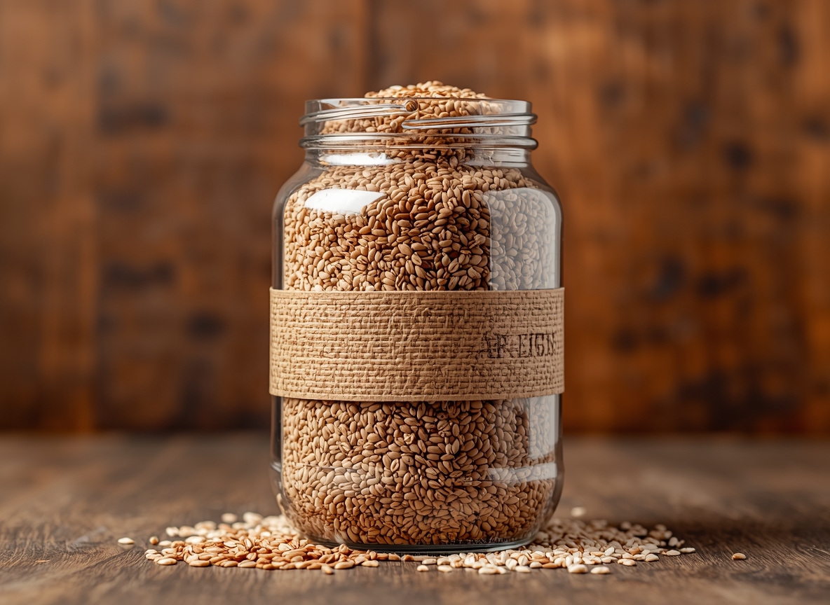 Illustration of a jar filled with whole grains